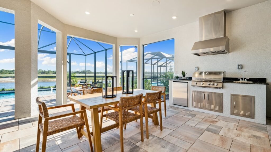 Pallazio Model-63-outdoor kitchen and dining